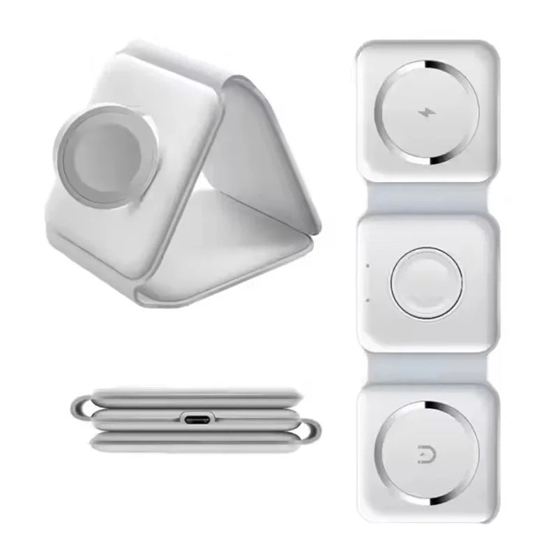 Cargador Inalámbrico Magnético Plegable 15W USB-C – Para Teléfonos, Relojes y Auriculares