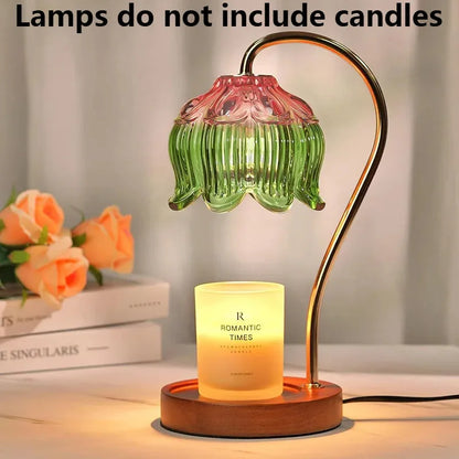 Calentador de Velas Nórdico de Vidrio – Luz Nocturna Retro para Dormitorio y Hogar