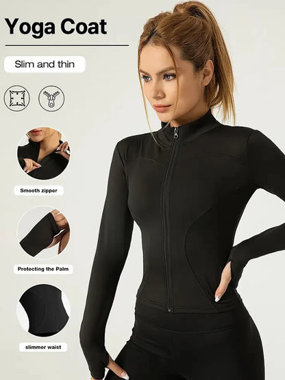 Campera Deportiva Slim para Mujer – Cuello Alto con Cierre, Running y Fitness
