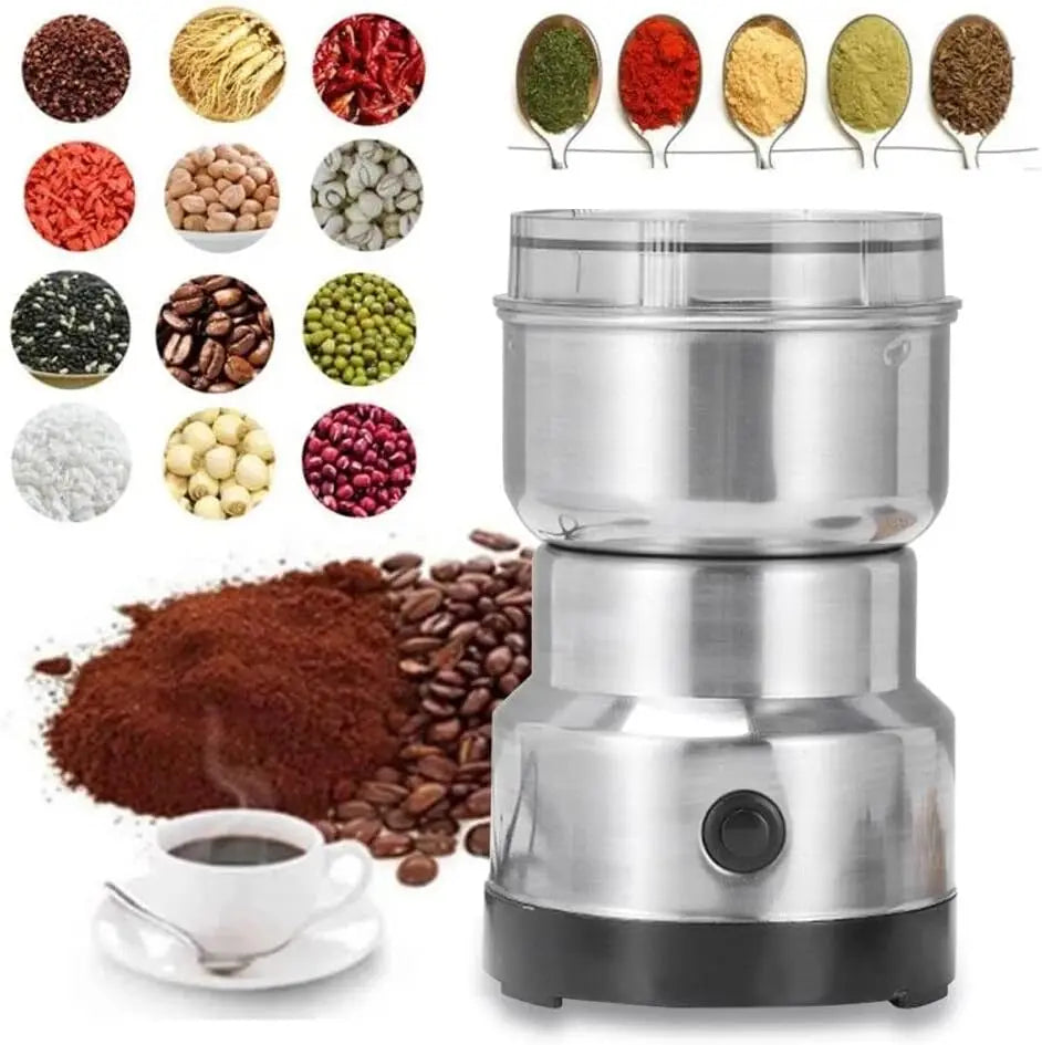 Molinillo Eléctrico Multifuncional con Cuchilla de 4 Filos – Café, Cereales, Nueces y Especias