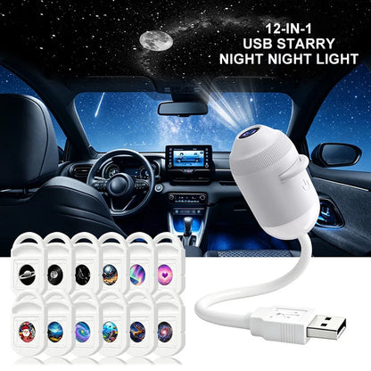 Proyector USB Cielo Estrellado 360° – Lámpara Galaxy Ambiente para Auto y Dormitorio