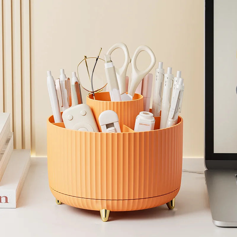 Organizador de Maquillaje Giratorio 360° con Gran Capacidad – Porta Pinceles, Lápices y Cosméticos