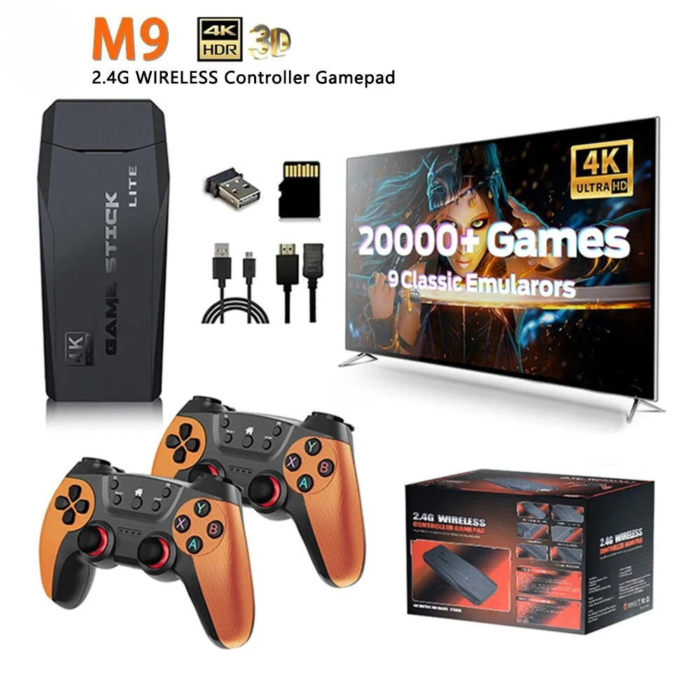 Consola Retro M9 – 4K, 30000 Juegos, 64GB, Doble Control Inalámbrico 2.4G, Compatible con PS1/GBA