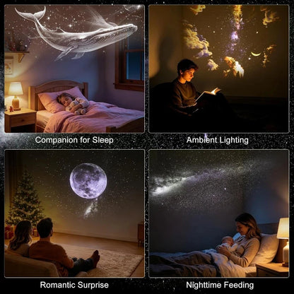 Mini Proyector Galaxy 2 en 1 USB – Brillo Ajustable 360° para Auto y Dormitorio