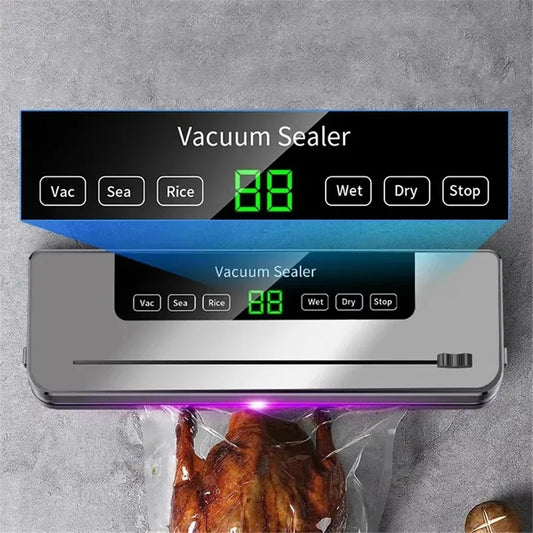 Selladora al Vacío Eléctrica Doméstica con Cortador Integrado – Conservación de Alimentos con Un Toque