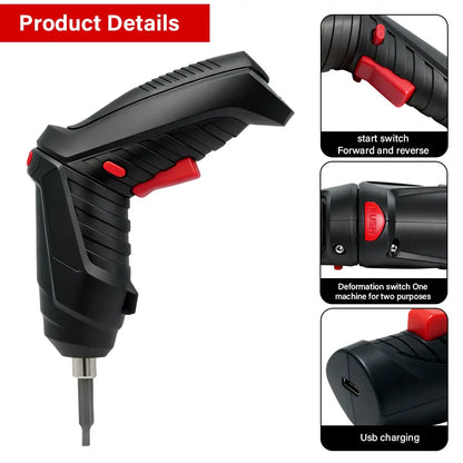 Destornillador Eléctrico Inalámbrico 3.6V con Kit de 47 Accesorios — Recargable y Multifunción