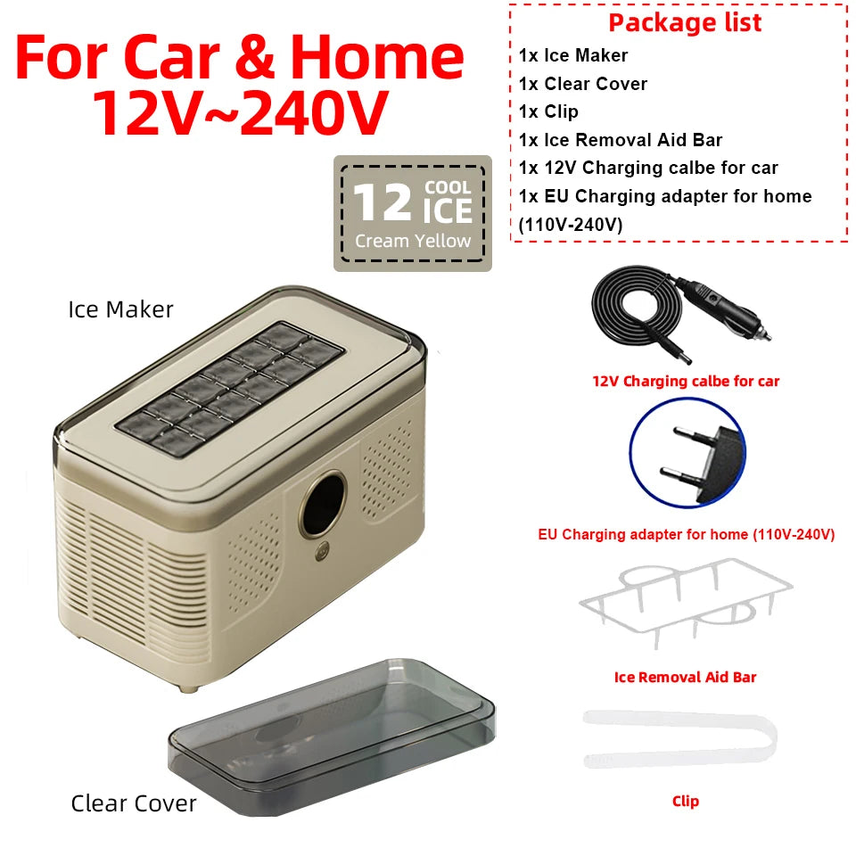 Máquina de Hielo Mini Portátil 12V/220V – Para Auto, Hogar, Oficina y Camping
