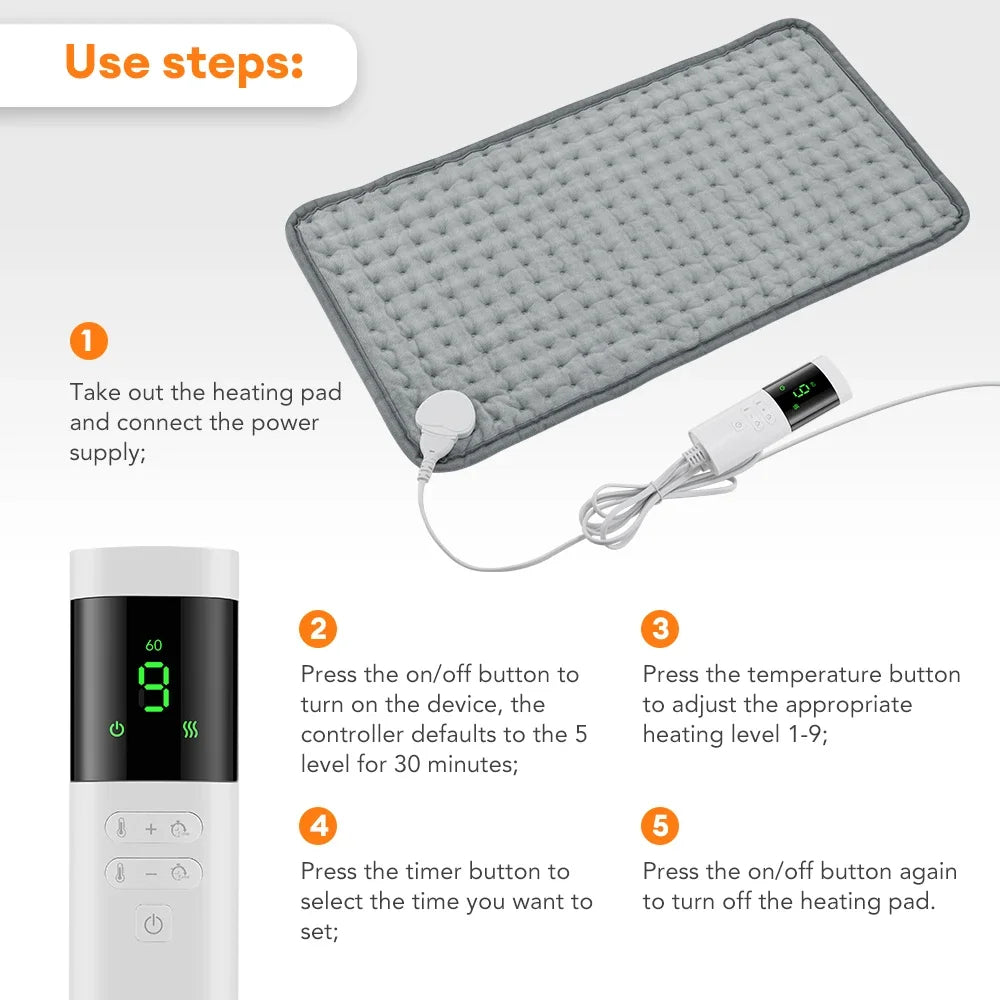 Almohadilla Térmica Eléctrica para Mascotas con 9 Niveles y Temporizador – Calefacción para Abdomen y Manos