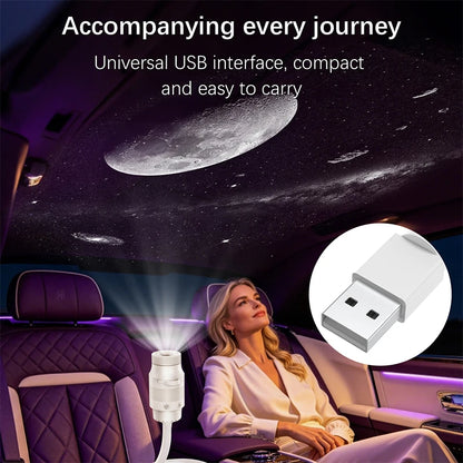 Proyector Galaxy 2 en 1 USB – Rotación 360° Luz Nocturna LED para Auto y Dormitorio
