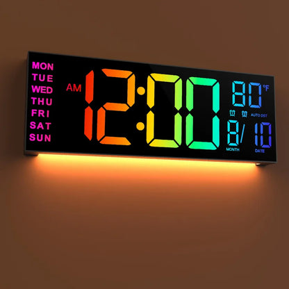 Reloj Digital LED de Pared 16" con Control Remoto, Alarma y Temperatura