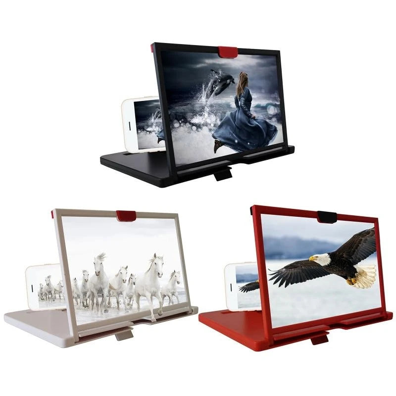 Amplificador de Pantalla 3D para Móvil 10/12 Pulgadas – Soporte Universal con Lupa HD