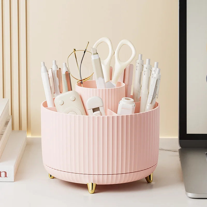 Organizador de Maquillaje Giratorio 360° con Gran Capacidad – Porta Pinceles, Lápices y Cosméticos