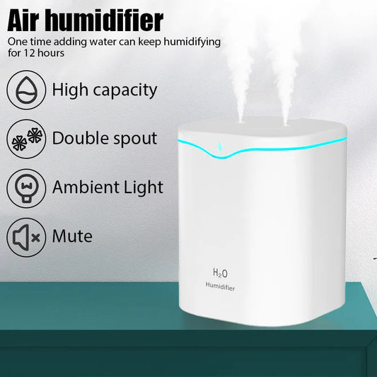 Humidificador de Aire USB de 2000 ml con Doble Salida de Vapor.