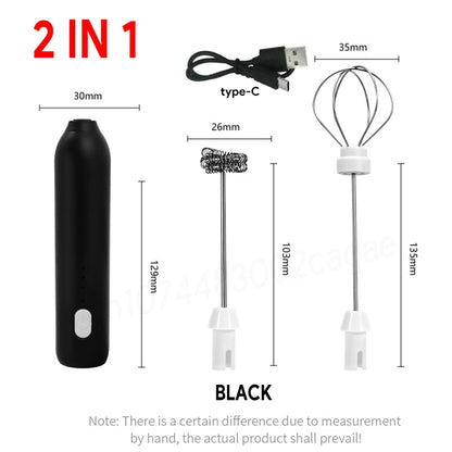 Espumador de Café Eléctrico Mejorado USB Recargable – 3 Velocidades, Batidor y Mezclador Mini