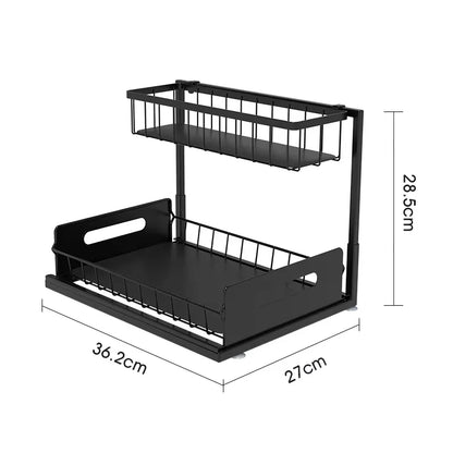Estante Bajo la Pileta Deslizante 2 Capas – Organizador Práctico para Cocina y Baño