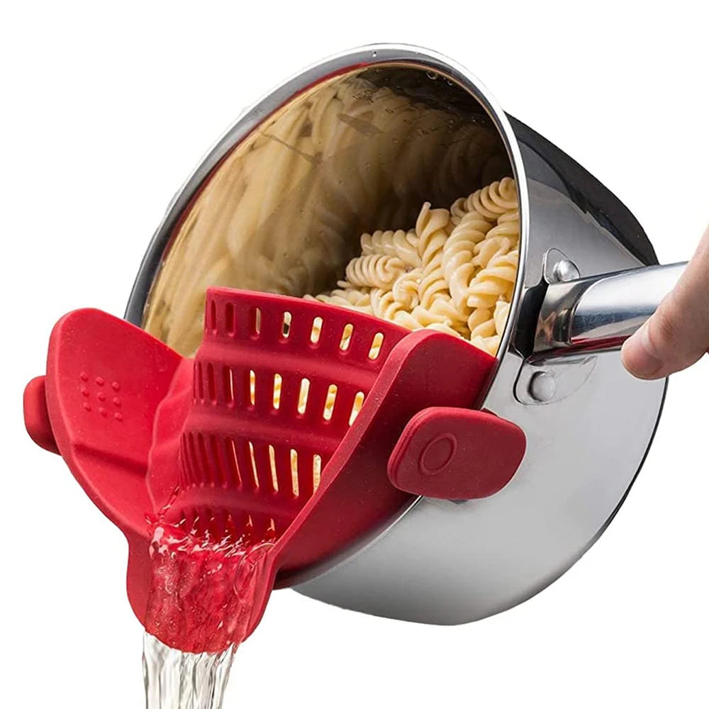 Colador de Silicona con Clip para Ollas y Sartenes – Escurridor Práctico para Pasta y Verduras