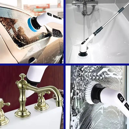 Cepillo Eléctrico de Limpieza 9 en 1 con Cabezales Intercambiables para Baño, Pisos, Esquinas, Juntas y Vidrios