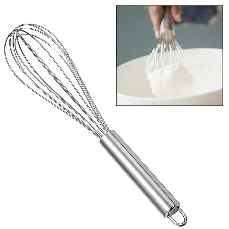 Batidor Manual de Acero Inoxidable 10" – Ideal para Huevos, Cremas, Salsas y Repostería