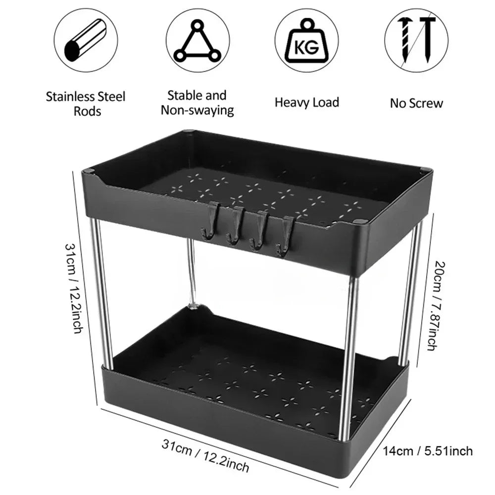 Organizador Bajo la Pileta 2 Niveles con Cajón Múltiple – Cocina y Baño (1 o 2 unidades)