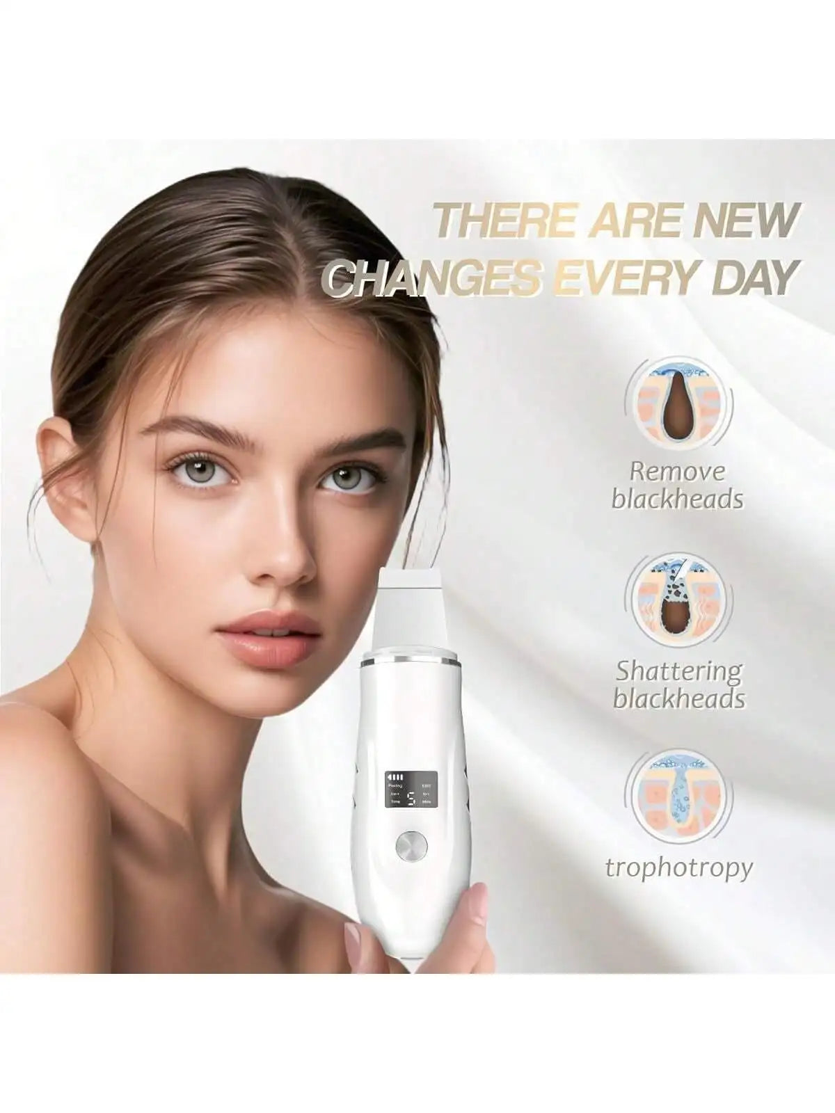 Espátula Facial Ultrasónica Recargable – Peeling, Limpieza Profunda y Eliminación de Puntos Negros