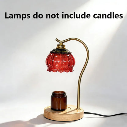 Calentador de Velas Nórdico de Vidrio – Luz Nocturna Retro para Dormitorio y Hogar