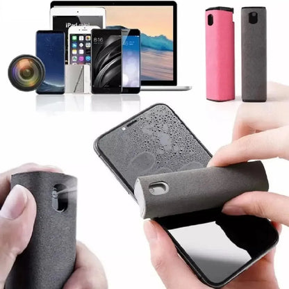 Limpiador de Pantalla 2 en 1 con Spray Portátil y Paño de Microfibra para Móvil, Tablet y Vidrio