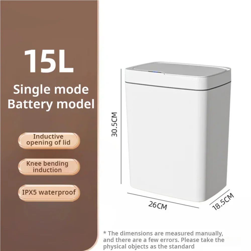 Cesto de Basura Inteligente 15L con Sensor Automático y Bolsa Automática – Estrecho para Baño