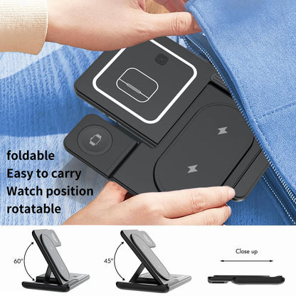 Cargador Inalámbrico 3 en 1 Plegable LED – Samsung Galaxy S25, Galaxy Watch y Buds Pro
