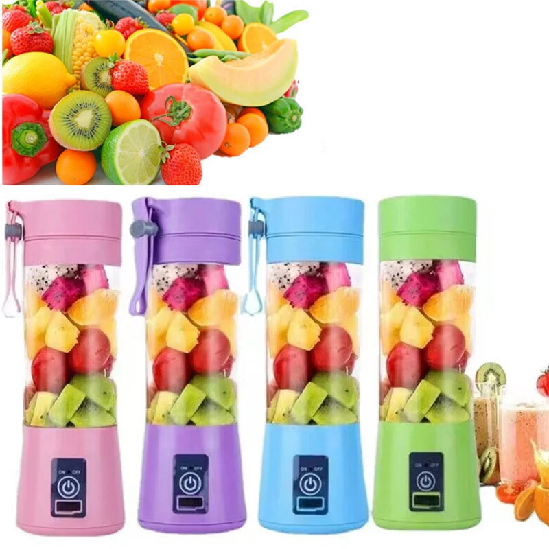 Licuadora Portátil Recargable por USB de 380 ml con 6 Cuchillas para Jugos, Batidos y Smoothies