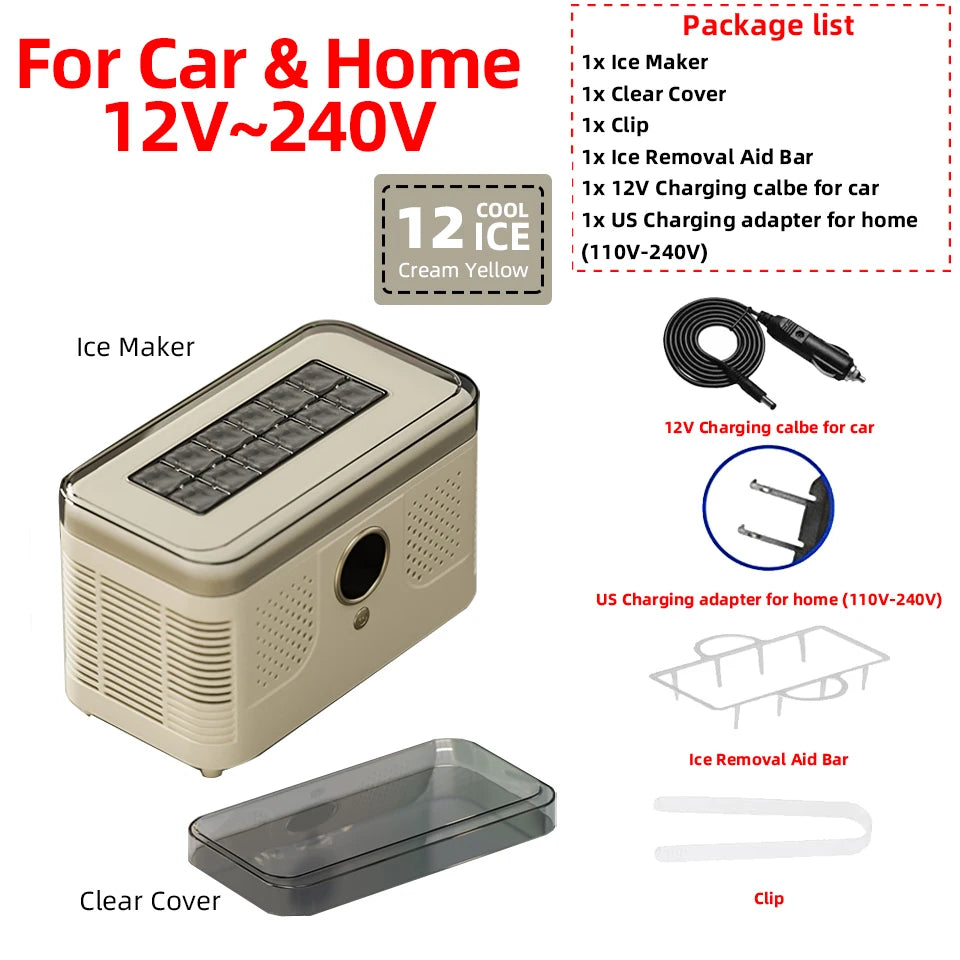 Máquina de Hielo Mini Portátil 12V/220V – Para Auto, Hogar, Oficina y Camping