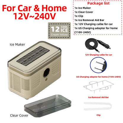 Máquina de Hielo Mini Portátil 12V/220V – Para Auto, Hogar, Oficina y Camping