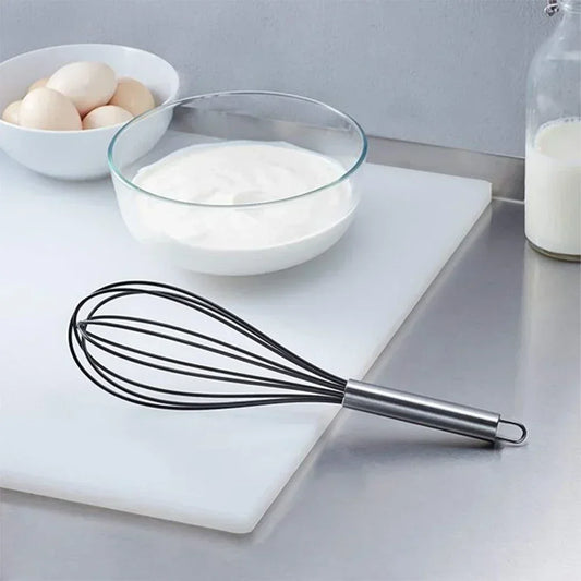 Batidor Manual de Acero Inoxidable 10" – Ideal para Huevos, Cremas, Salsas y Repostería