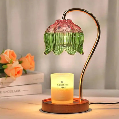 Calentador de Velas Nórdico de Vidrio – Luz Nocturna Retro para Dormitorio y Hogar