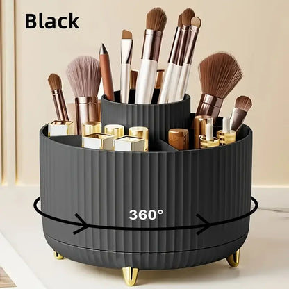 Porta Pinceles de Maquillaje Giratorio 360° con 5 Ranuras – Organizador Multifuncional para Tocador y Baño