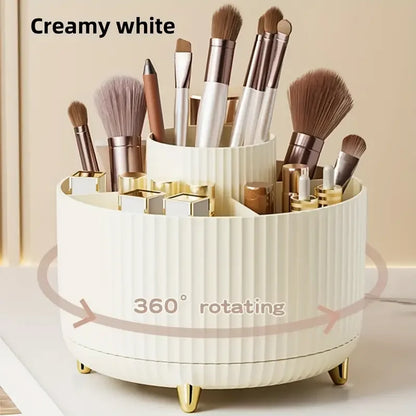 Porta Pinceles de Maquillaje Giratorio 360° con 5 Ranuras – Organizador Multifuncional para Tocador y Baño