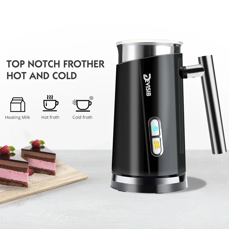 Espumador de Leche Eléctrico DEVISIB 3 en 1 – 300ml, Frío y Caliente para Café y Cappuccino
