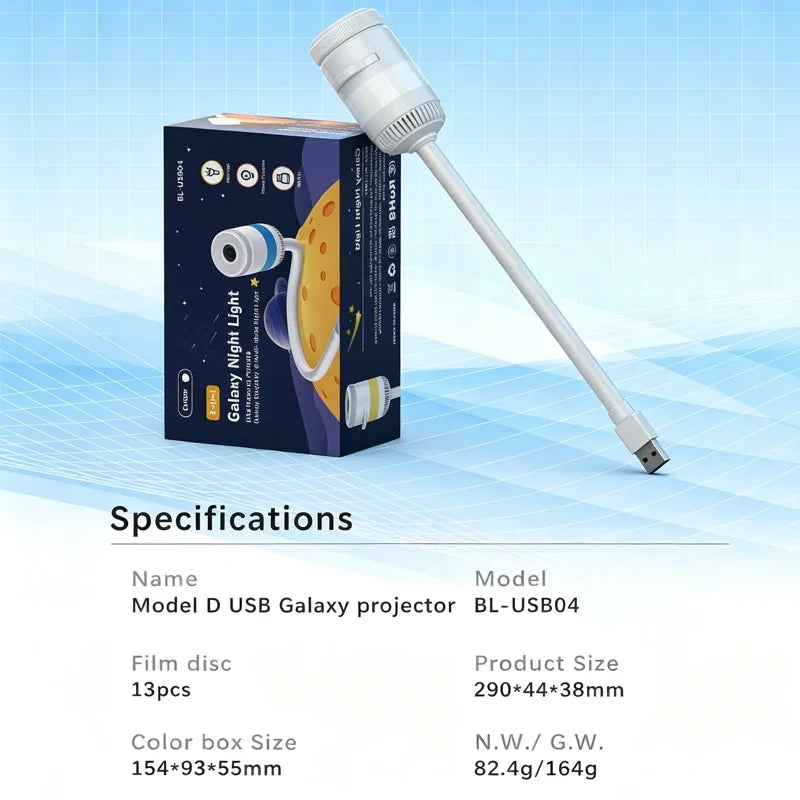 Proyector Galaxy 2 en 1 – Luz Ambiente para Auto USB con Brillo Ajustable