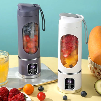 Licuadora Portátil con 10 Cuchillas 450ml – USB Recargable, 3 Velocidades para Smoothies y Hielo