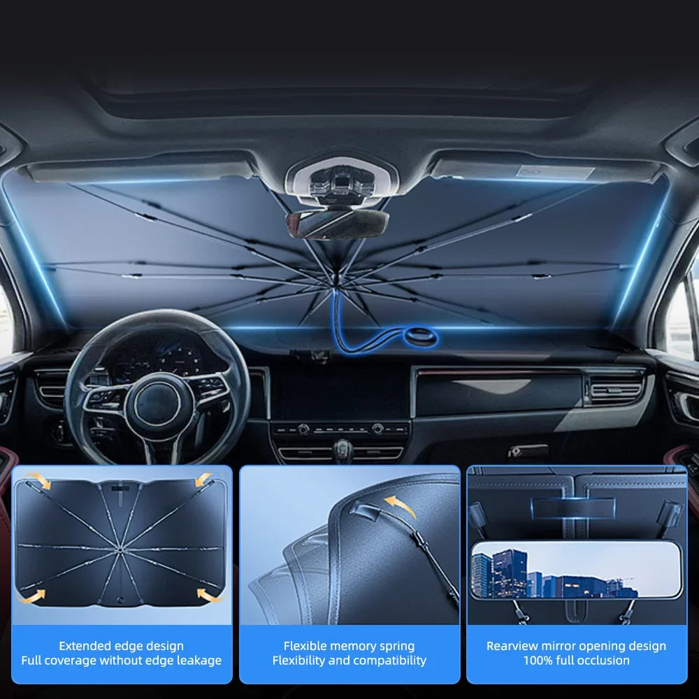 Parasol Plegable para Parabrisas de Auto 2024 – Protector UV y Térmico para Ventana Delantera