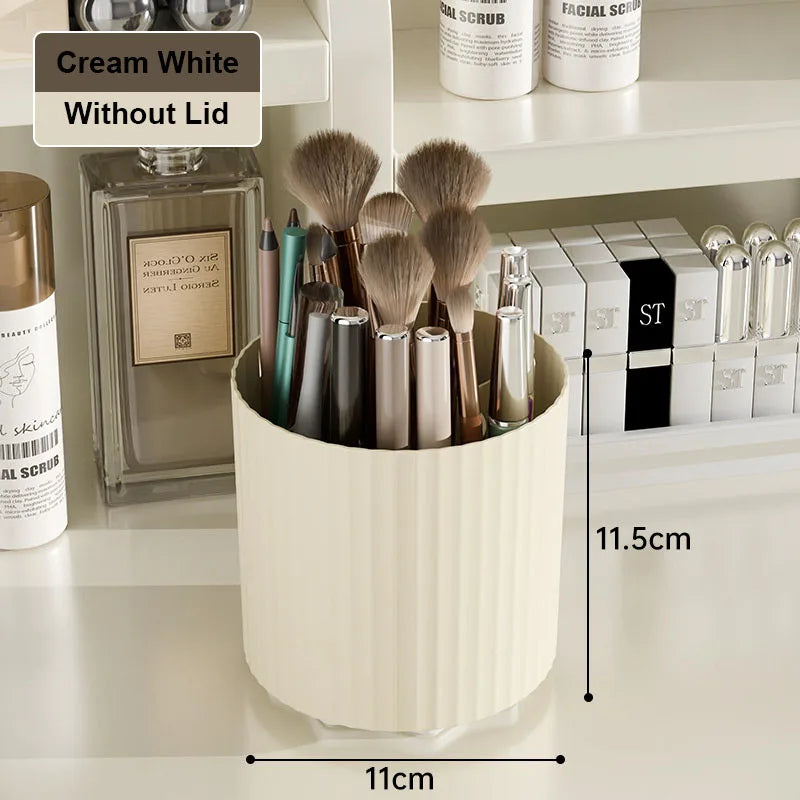 Caja Organizadora de Pinceles de Maquillaje Giratoria 360° – Porta Lápices Labiales y Cosméticos de Escritorio