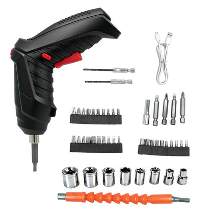 Destornillador Eléctrico Inalámbrico 3.6V con Kit de 47 Accesorios — Recargable y Multifunción