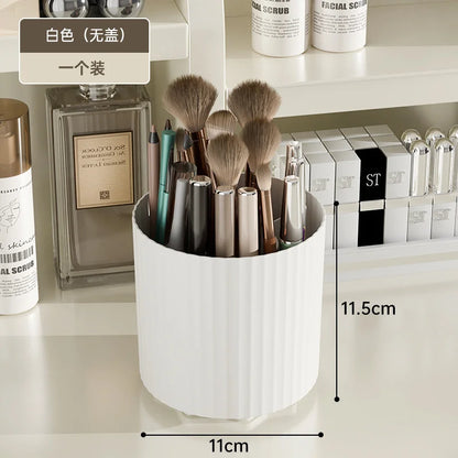 Caja Organizadora de Pinceles de Maquillaje Giratoria 360° – Porta Lápices Labiales y Cosméticos de Escritorio