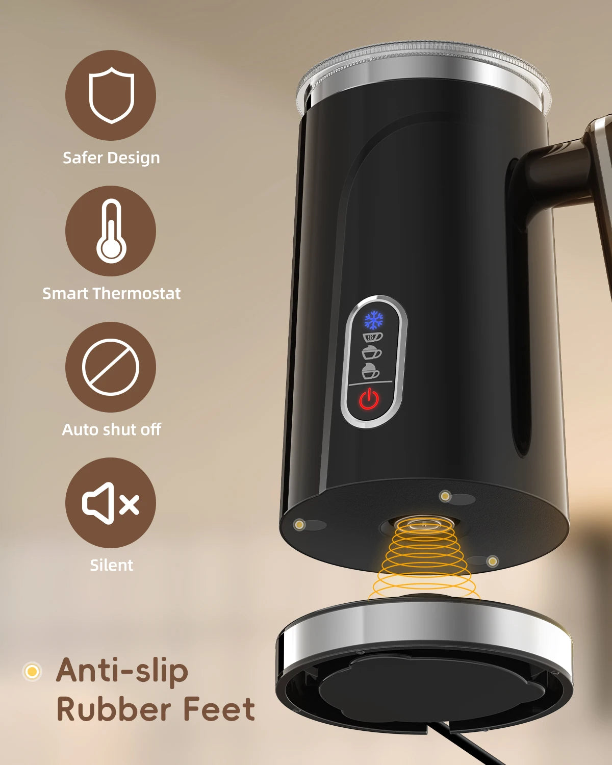 Espumador de Leche Automático BioloMix 4 en 1 – Frío, Caliente y Chocolate