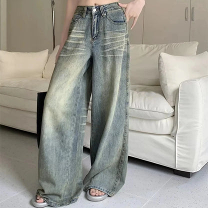 Jeans Anchos Y2K para Mujer – Cintura Alta, Corte Recto Retro Vintage