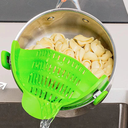 Colador de Silicona con Clip para Ollas y Sartenes – Escurridor Práctico para Pasta y Verduras