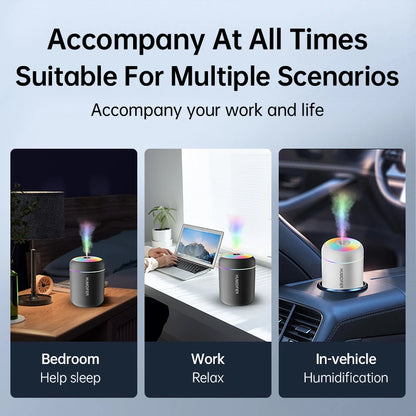 Humidificador de Aire Mini de 180 ml USB Eléctrico – Difusor de Aromas y Aceites Esenciales, Purificador de Aire con Niebla Aromática y Luz LED para Auto, Hogar y Dormitorio.