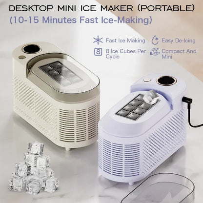 Máquina de Hielo Portátil 220V/110V y 12V – Mini Automática para Hogar, Dormitorio, Oficina y Auto