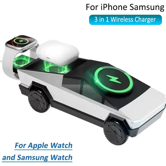 Cargador Inalámbrico Magnético 3 en 1 – Soporte para iPhone 17-12, Apple Watch y AirPods Pro