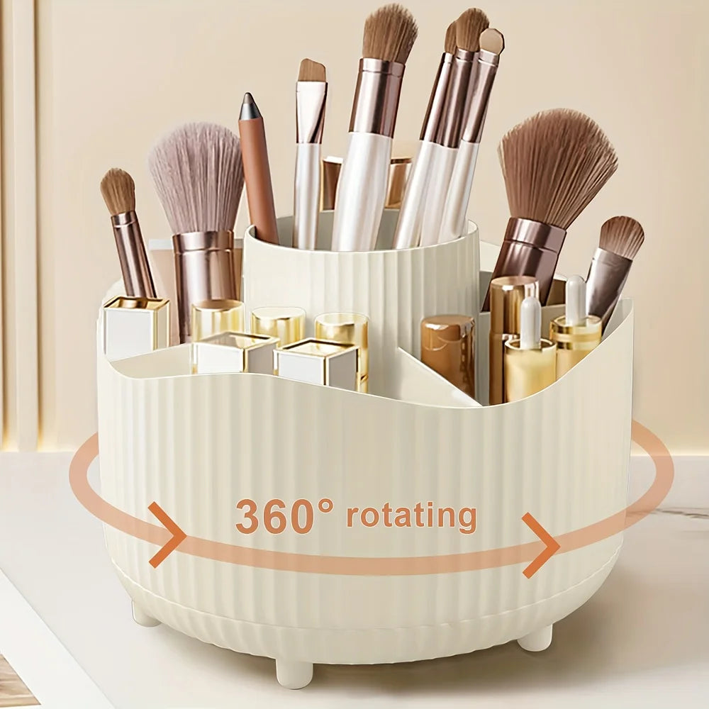 Organizador de Cosméticos Giratorio de Escritorio – Porta Pinceles Multifuncional para Baño y Tocador