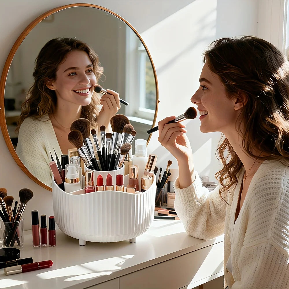 Organizador de Cosméticos Giratorio de Escritorio – Porta Pinceles Multifuncional para Baño y Tocador